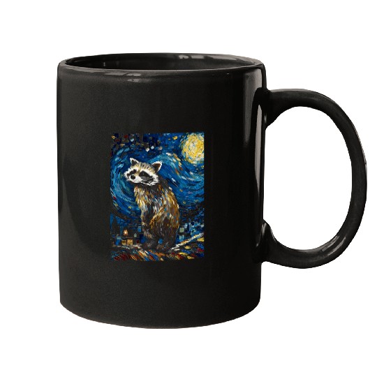 Raccoon Pet Starry Night Animal Lover Gifts Graphic Tees Mugs