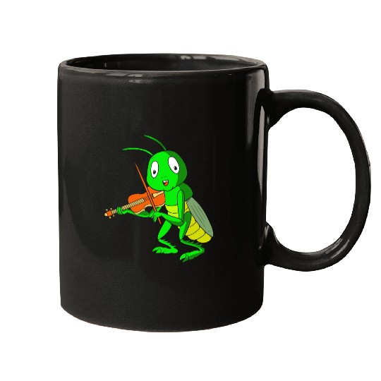 Insect Musician Music Grasshopper Playing Violin Mugs