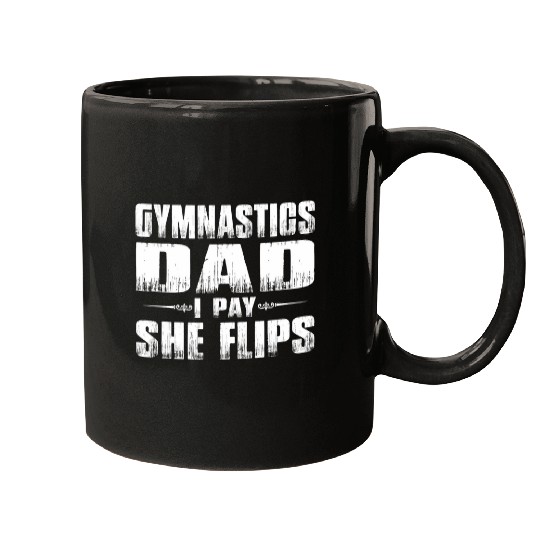 Gymnastics Dad I Pay She Flips Mugs