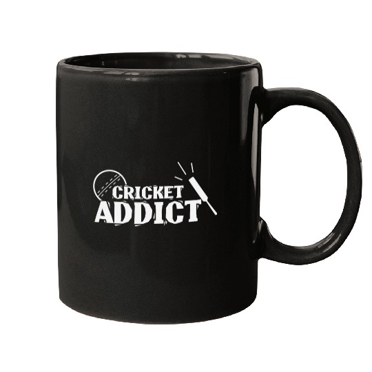 Cricket Addict Ball Sports Hobby Team Mugs