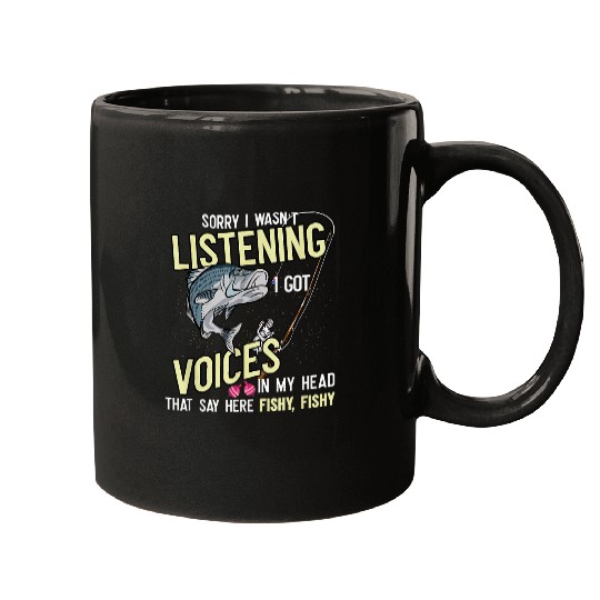 Wasnt Listening Voices In Head Fishy Striped Bass Fishing Mugs