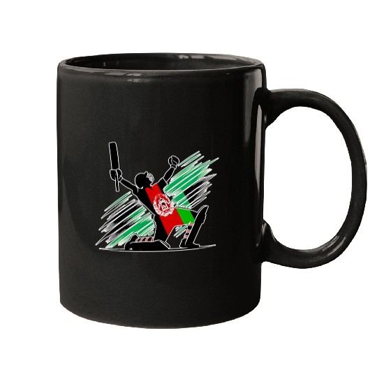 Afghanistan Cricket Team Spirit Silhouette Celebration Pride Mugs