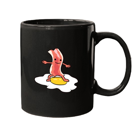 Surf Life Kawaii Bacon Surfing On Fried Egg Breakfast Egg and Bacon Mugs