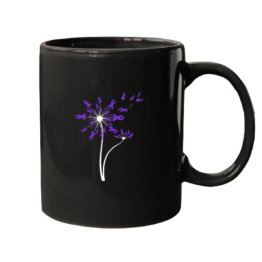 Alzheimers Lupus Epilepsy Awareness Dandelion Purple Ribbon Mugs