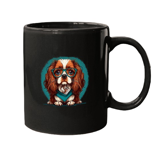 Funny Cavalier King Charles Spaniel Cute Hipster Glasses Mugs