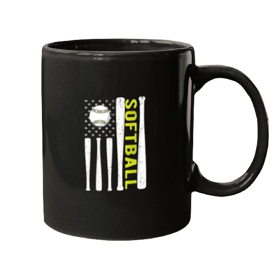 American Flag Softball Team vintages USA Mugs