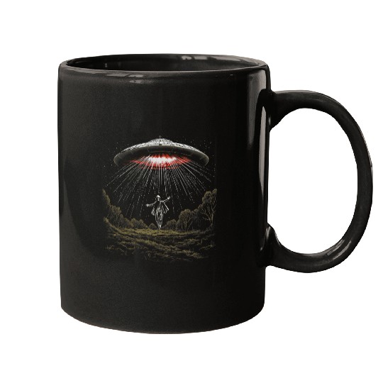 Alien UFO Native American Indian Encounter Graphic Art 7 Mugs