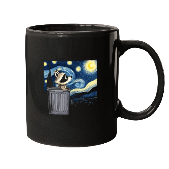 Cute Raccoon Starry Night Trash Panda Mugs