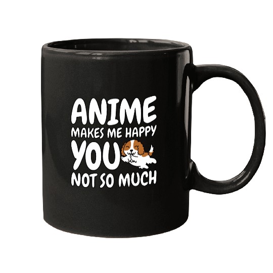 Anime Makes Me Happy Cavalier King Charles Spaniel Dog Mugs