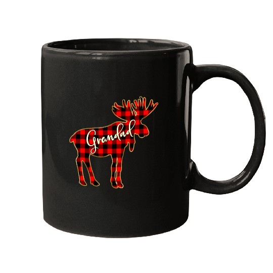 Lacrosse Gift GRANDAD MOOSE 2Buffalo Red Plaid Family Christmas Mugs