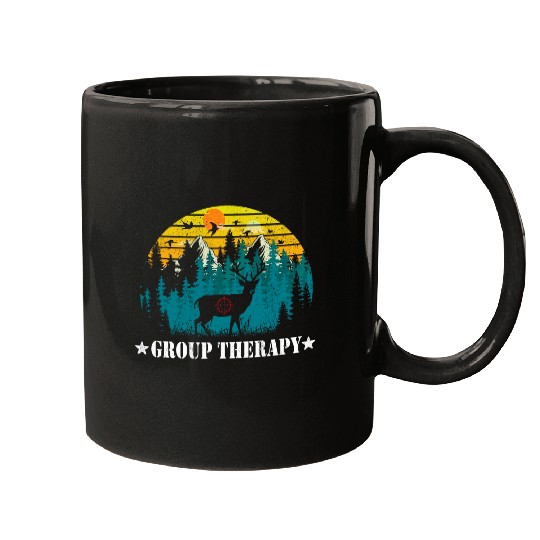 This Is What I Call Group Therapy Funny Retro Hunting Deer Mugs