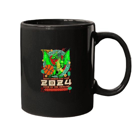 Chinese Dragon Lunar New Year of the Dragon 2024 Basketball Mugs