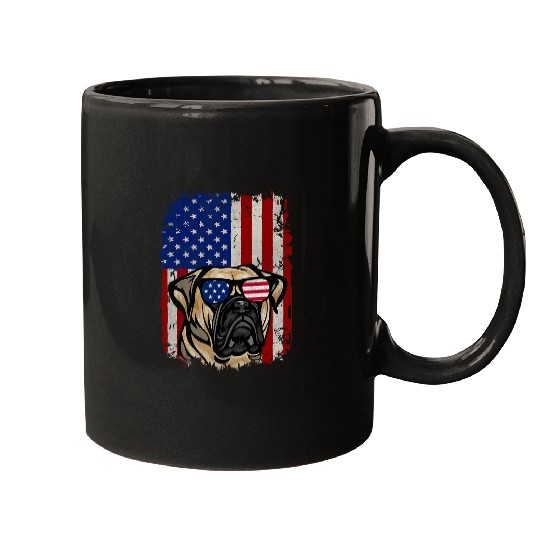 American Flag Bull Mastiff Mugs