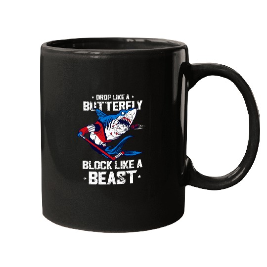 Drop like a Butterfly Block like a Beast Ice Hockey Mugs