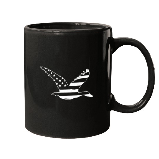 Duck hunting silhouette style of FLAG art Mugs