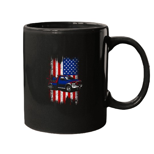 Usa american flag 4th of july Tow truck Driver Mugs