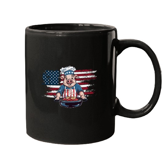 Funny 4th of July Pig Grilling BBQ Party Barbecue Pig Grill 22 Mugs