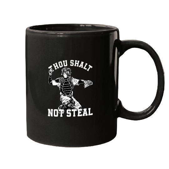 Baseball Catcher Thou Shalt Not Steal Religiou Mugs
