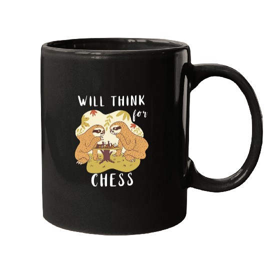 Sloth Pet Chess Sloth Playing Chess Board Game Chess Player Chess Club Mugs