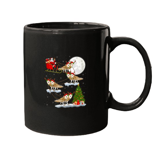 Owl Pet Funny xmass Lighting Tree Santa Riding Barn Owl Christmas Mugs