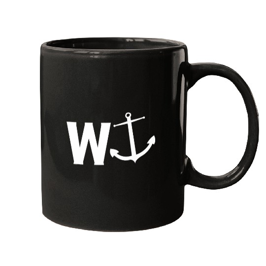 W Anchor Funny Wanker Sailing Boating Slang Mugs