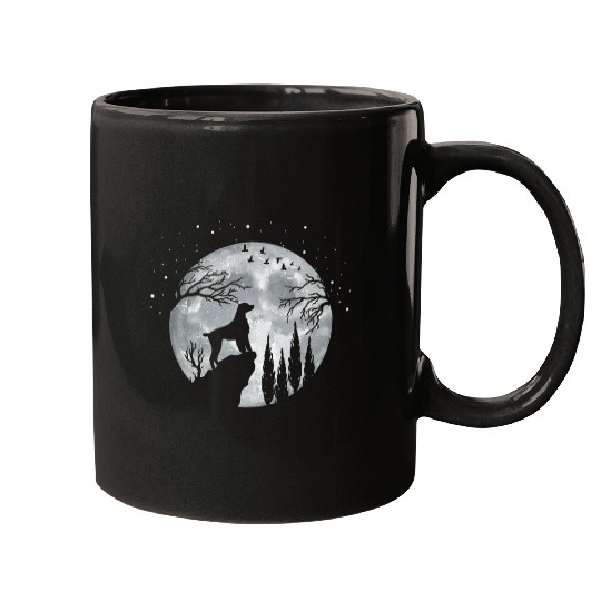 Brittany Spaniel Dog Full Moon At Night Brittany Spaniel Mugs
