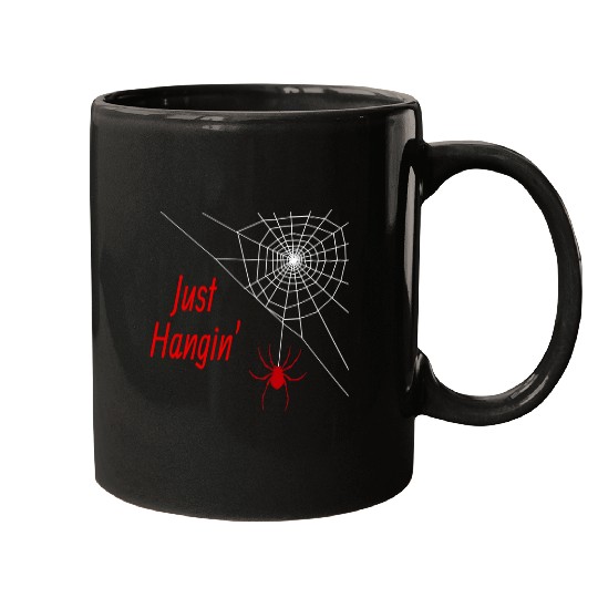 Lacrosse Gift Funny Halloween Spider Web Just Hanging Spider Halloween Mugs