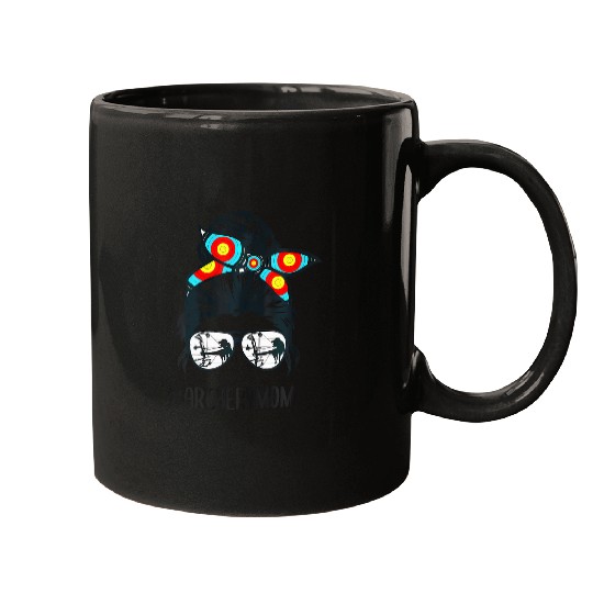 archery mom life messy bun hair glasses Mugs