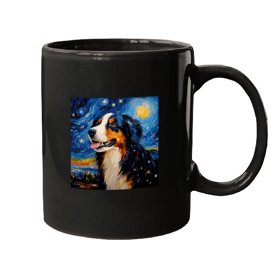 Bernese Mountain Dog Starry Night For Dog Mom Dog Dad 1 Mugs