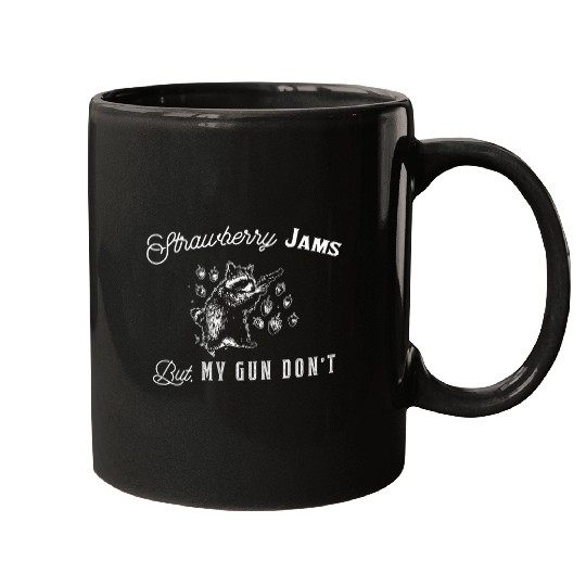 Raccoon Pet Strawberry Jams But My guns Don t Retro 90s Raccoon Mugs