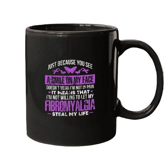 Fibromyalgia Fibro Warrior Purple Ribbon Butterfly Grunge Mugs