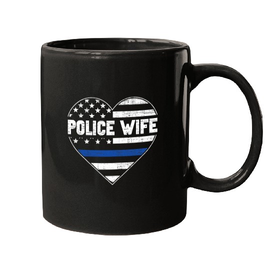 Womens Police wife police officers wife police support blue line Mugs