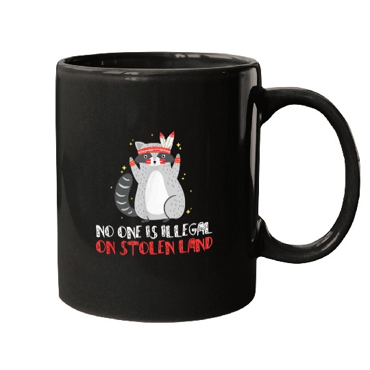 Raccoon Pet No One is Illegal on Stolen Land Indian Raccoon Mugs