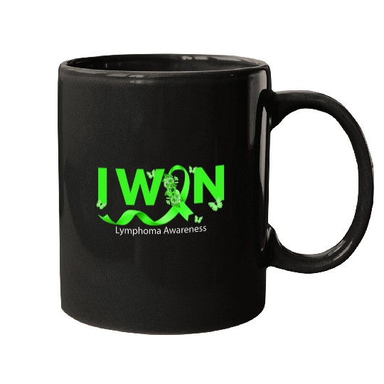 Butterfly I Win Lime Green Ribbon Lymphoma Awareness Mugs