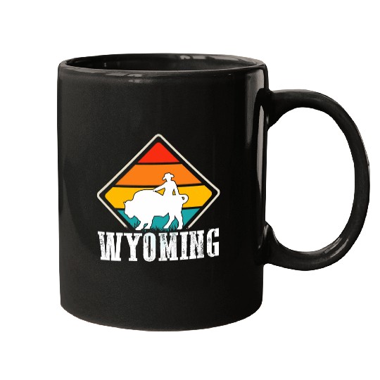 Wyoming Cowboy Buffalo Mountains Nature Hiking Souvenir Mugs