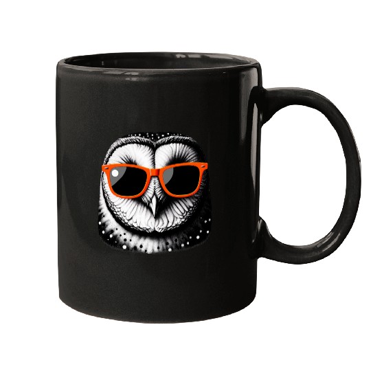 Owl Pet Cool Barn Owl Bird Wearing Sunglasses Graphic Art Mugs