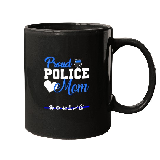 Womens Proud Police Mom s American Flag Graphic Tee Plus Size Mugs