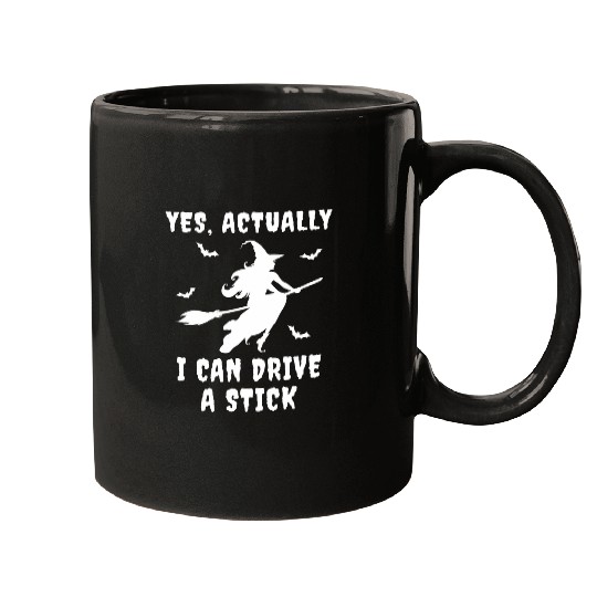 Why Yes Actually I Can Drive A Stick Funny Witch Halloween 3 Mugs