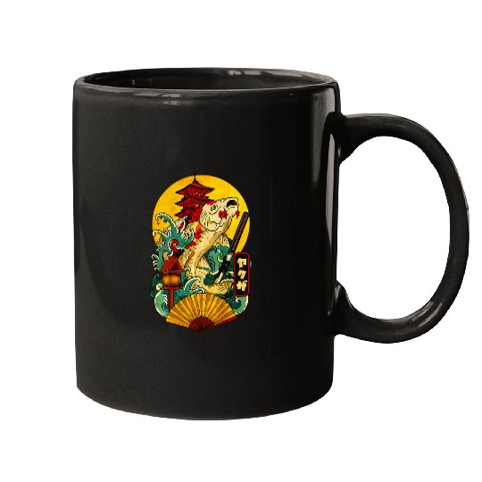 Yakuza Japanese Aesthetic Koi Carp Katana Tattoo on back Mugs