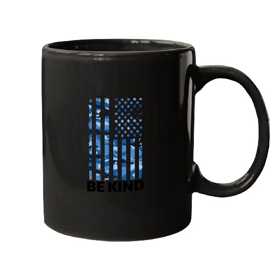 Be Kind American Flag Unity Day Blue Camo No Bully Kindness Mugs