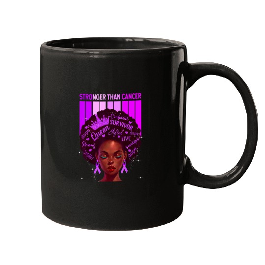 Black Women Queen Stronger Than Epilepsy Purple Ribbon Mugs