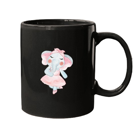Elephant Ballerina Stuffed Animal Ballet Dancer Girls Women Mugs