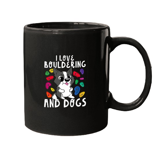Cute I Love Bouldering And Dogs Climb Rock Climbing Holds Mugs