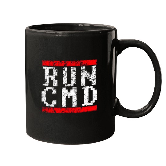 RUN CMD distressed pixel style Mugs