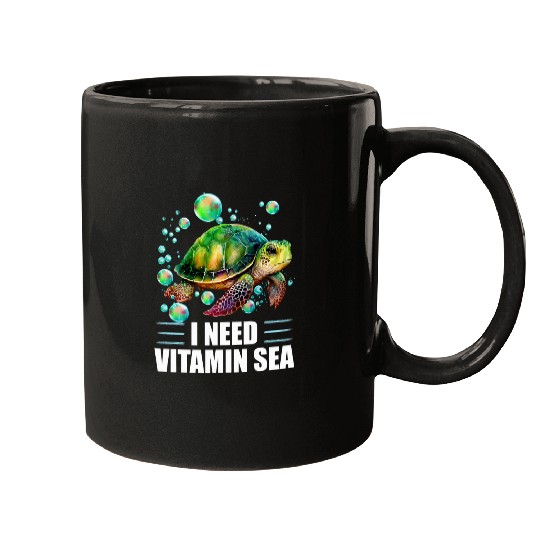 Turtle Pet I Need Vitamin Sea Turtle Mugs