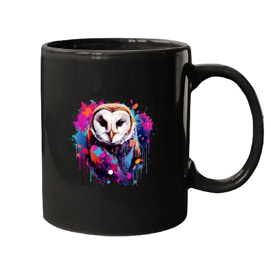 Owl Pet Colorful Barn Owl Owls Lover Splash Art 1 Mugs