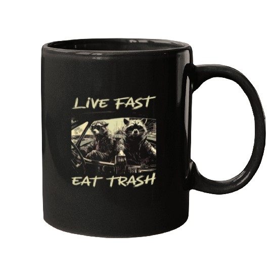 Raccoon Pet Sunset Raccoon Live Fast Eat Trash And Get Hit By A Car 2 Mugs