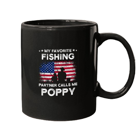 My Favorite Fishing Partner Calls Me Poppy Fishing Buddy Mugs