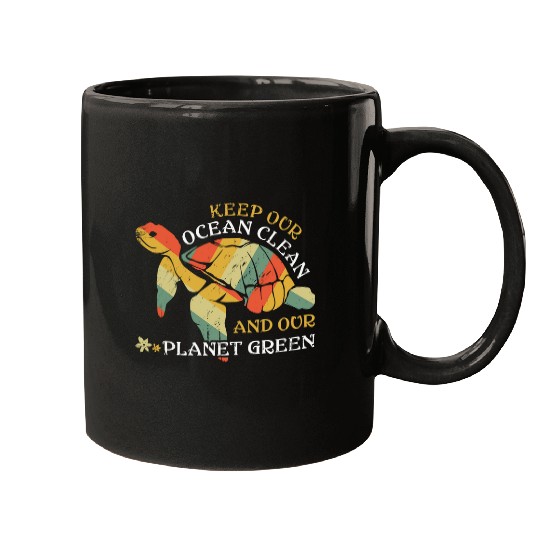 Turtle Pet Planet Save Nature Oceans Day Earth Day Mugs