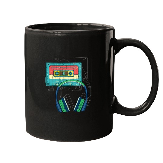 Cassette Music Headphones Retro 80s Music Mugs